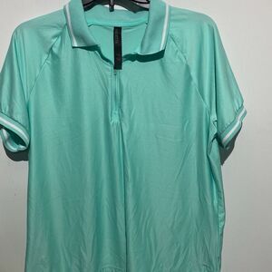 Mondetta Women's Green Quarter Zip Mesh Collar Short Sleeve Polo Shirt Large